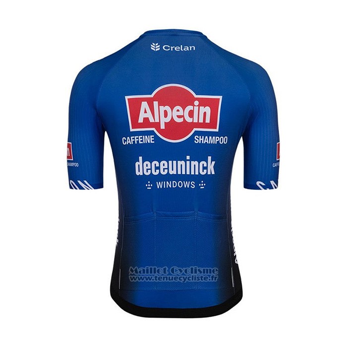 2022 Maillot Cyclisme Alpecin Deceuninck Noir Bleu Manches Courtes et Cuissard